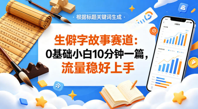 公众号流量主——生僻字故事赛道，流量稳，好上手，0基础小白也能10分钟一篇-锦程资源站