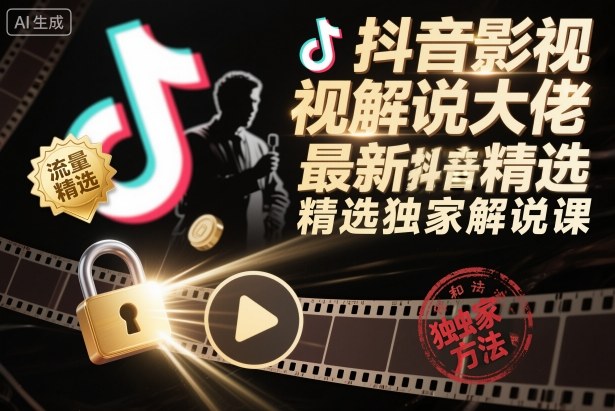 抖音影视解说大佬最新抖音进精选和独家方法，精选独家解说课（更新26年3月）-锦程资源站