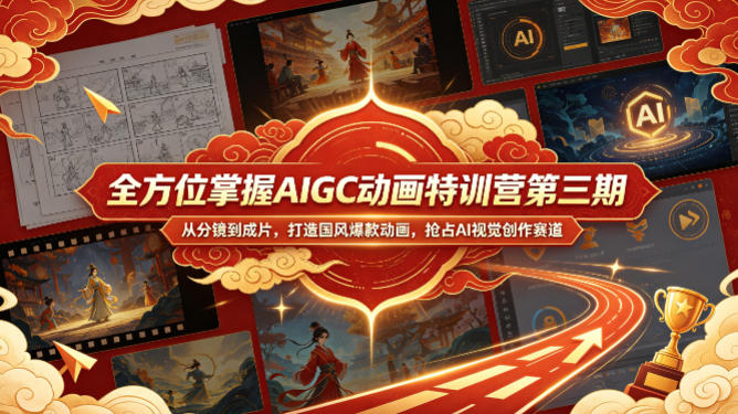 全方位掌握AIGC动画特训营第三期，从分镜到成片，打造国风爆款动画，抢占AI视觉创作赛道红利-锦程资源站