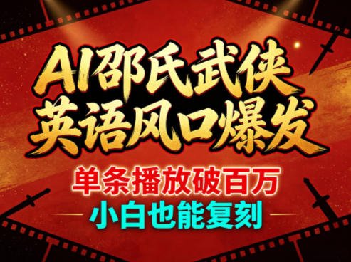AI邵氏武侠英语风口爆发，单条播放破百万，小白也能复刻-锦程资源站