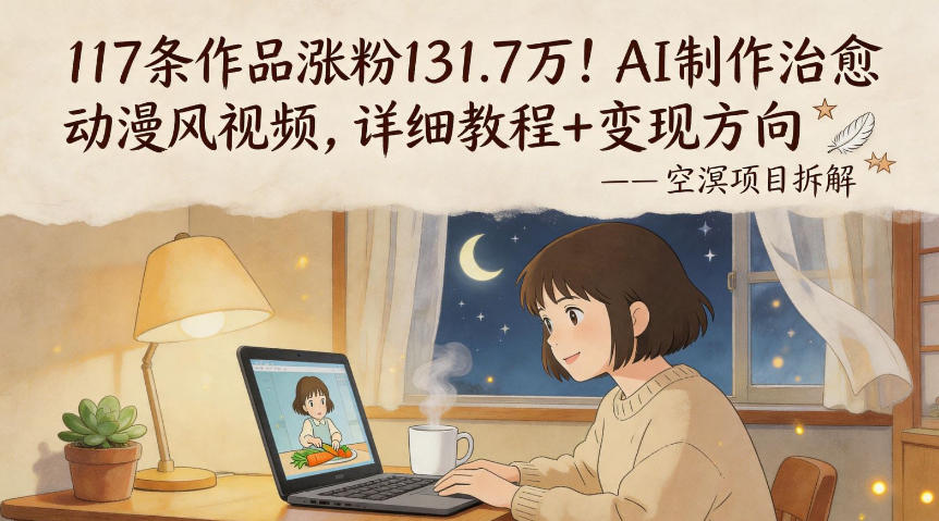 117条作品涨粉131.7W！AI制作治愈动漫风视频，详细教程+变现方向-锦程资源站