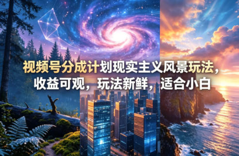 视频号分成计划现实主义风景玩法，收益可观，玩法新鲜，适合小白-锦程资源站