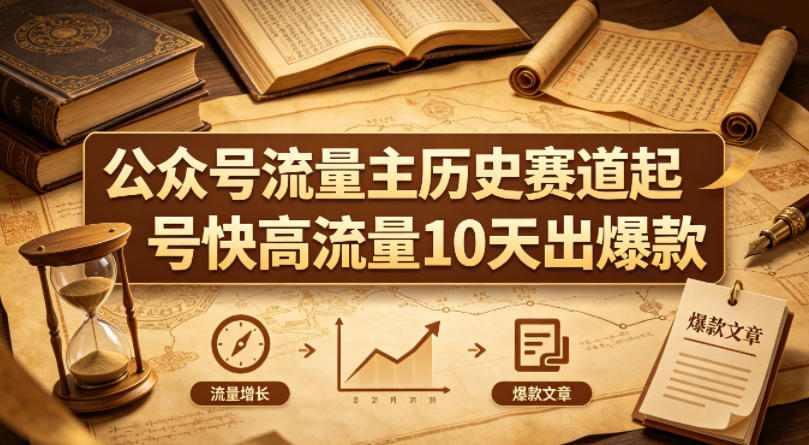 公众号流量主之历史赛道，起号快+高流量，10天就能出爆款！-锦程资源站