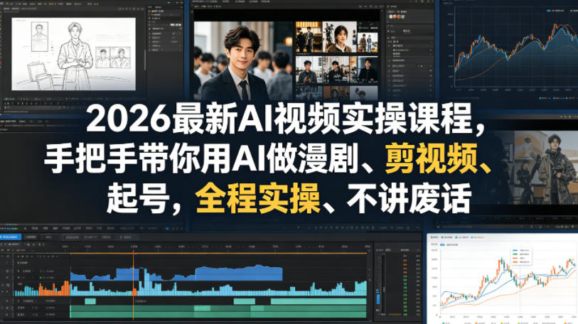 2026最新AI视频实操课程，手把手带你用AI做漫剧、剪视频、起号，全程实操、不讲废话-锦程资源站