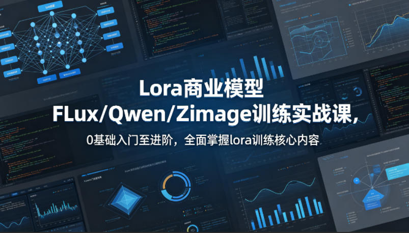 系统性学习Lora商业模型FLux／Qwen／Zimage训练实战课，0基础入门至进阶，全面掌握lora训练核心内容-锦程资源站
