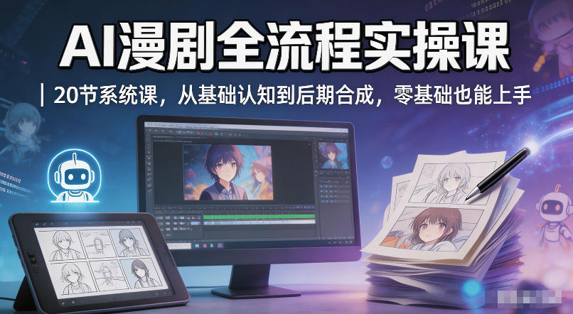 AI漫剧全流程实操课｜20节系统课，从基础认知到后期合成，零基础也能上手-锦程资源站
