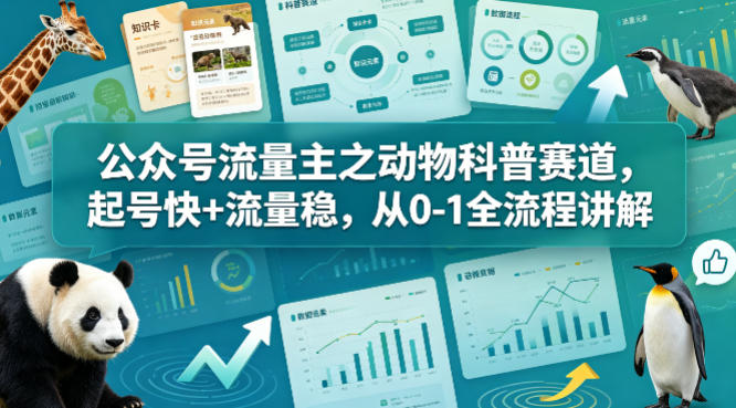 公众号流量主之动物科普赛道，起号快+流量稳，从0-1全流程讲解-锦程资源站