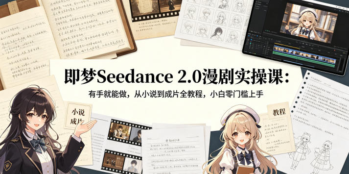 即梦Seedance 2.0漫剧实操课：有手就能做，从小说到成片全教程，小白零门槛上手-锦程资源站