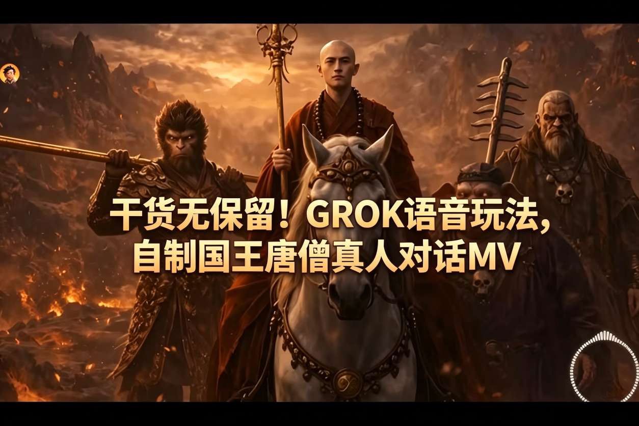 干货无保留！GROK语音玩法，自制国王唐僧真人对话MV-锦程资源站