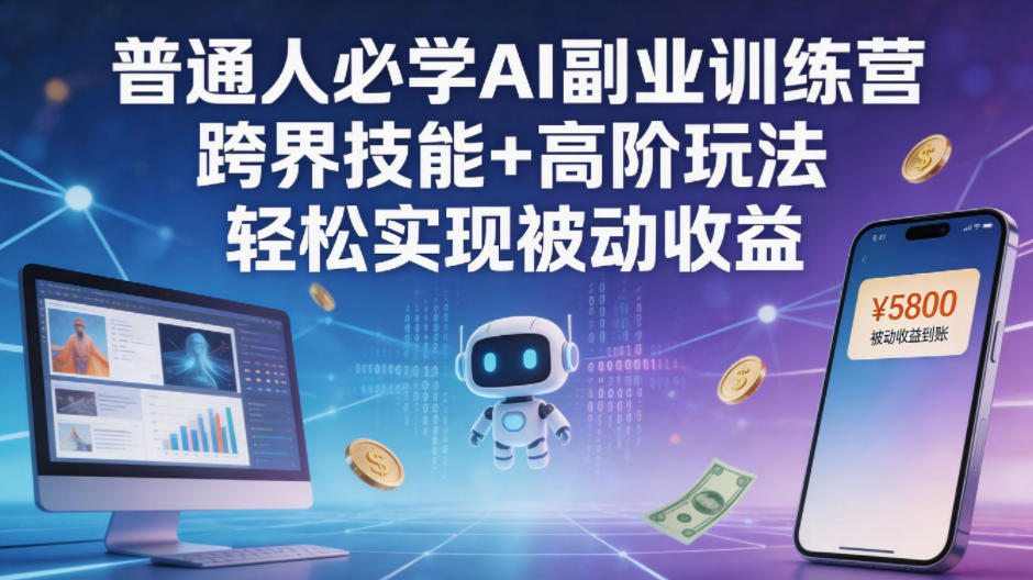 普通人必学AI副业训练营跨界技能+高阶玩法轻松实现被动收益-锦程资源站