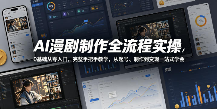 AI漫剧制作全流程实操，0基础从零入门，完整手把手教学，从起号、制作到变现一站式学会-锦程资源站
