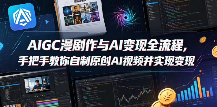 AIGC漫剧创作与AI变现全流程，手把手教你自制原创AI视频并实现变现-锦程资源站