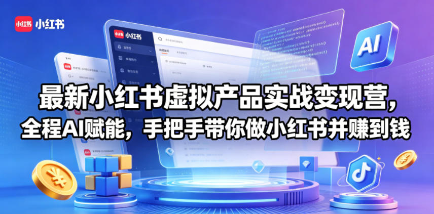 最新小红书虚拟产品实战变现营，全程AI赋能，手把手带你做小红书并赚到钱-锦程资源站