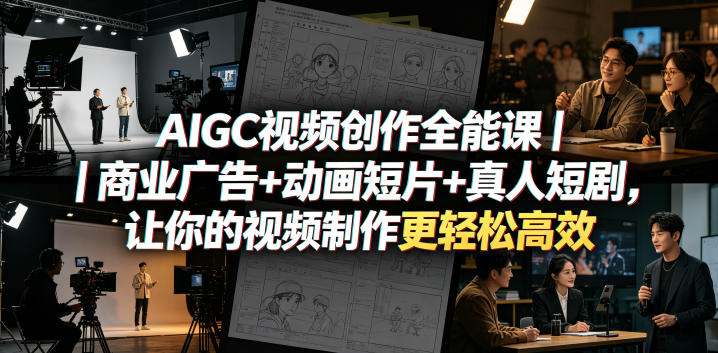 AIGC视频创作全能课｜商业广告+动画短片+真人短剧，让你的视频制作更轻松高效-锦程资源站
