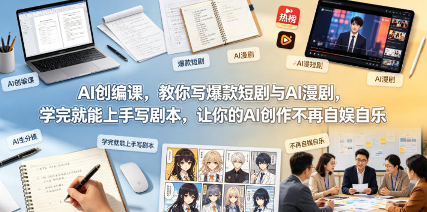 AI创编课，教你写爆款短剧与AI漫剧，学完就能上手写剧本，让你的AI创作不再自娱自乐-锦程资源站