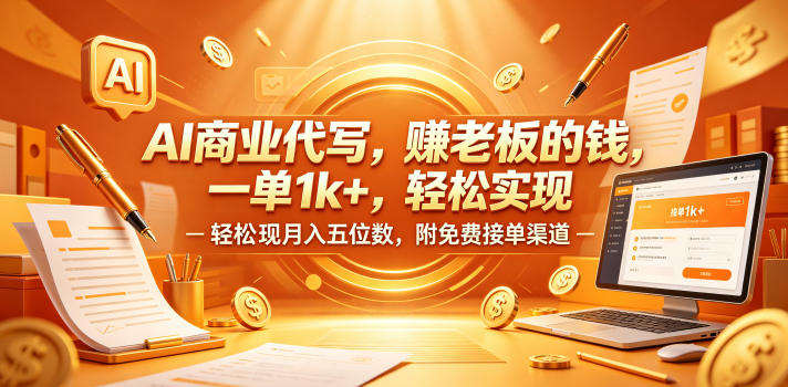 AI商业代写，賺老板的钱，一单1k+，轻松实现月入五位数，附免费接单渠道【揭秘】-锦程资源站