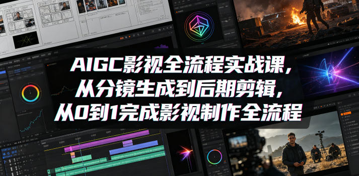 AIGC影视全流程实战课，从分镜生成到后期剪辑，从0到1完成影视制作全流程-锦程资源站