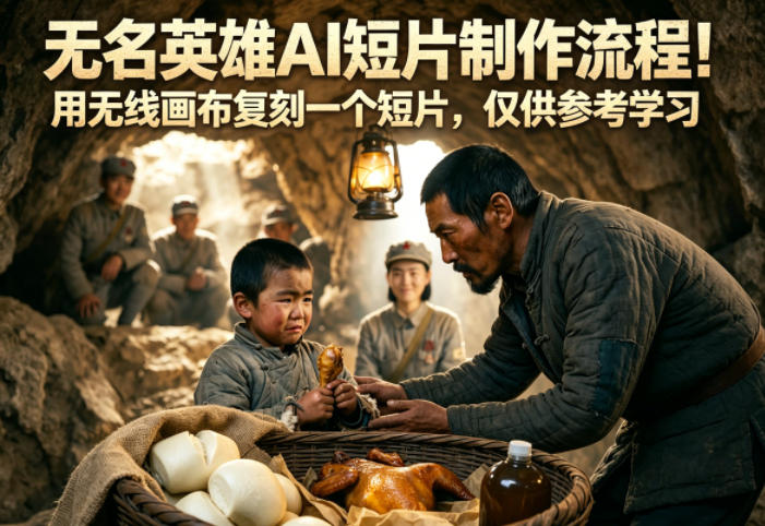 无名英雄AI短片制作流程！用无线画布复刻一个短片，仅供参考学习-锦程资源站