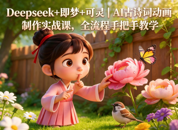 Deepseek+即梦+可灵｜AI古诗词动画制作实战课，全流程手把手教学-锦程资源站