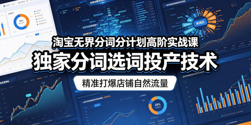 淘宝无界分词分计划高阶实战课，独家分词选词投产技术，精准打爆店铺自然流量-锦程资源站