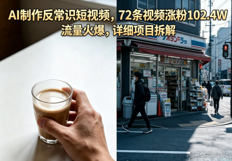 AI制作反常识短视频，72条视频涨粉102.4W，流量火爆，详细项目拆解-锦程资源站