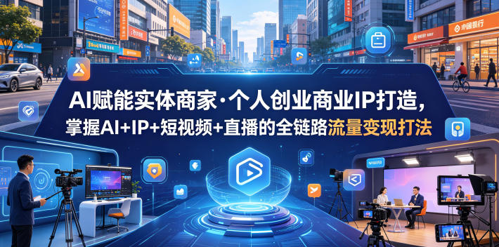 AI赋能实体商家·个人创业商业IP打造，掌握AI+IP+短视频+直播的全链路流量变现打法-锦程资源站