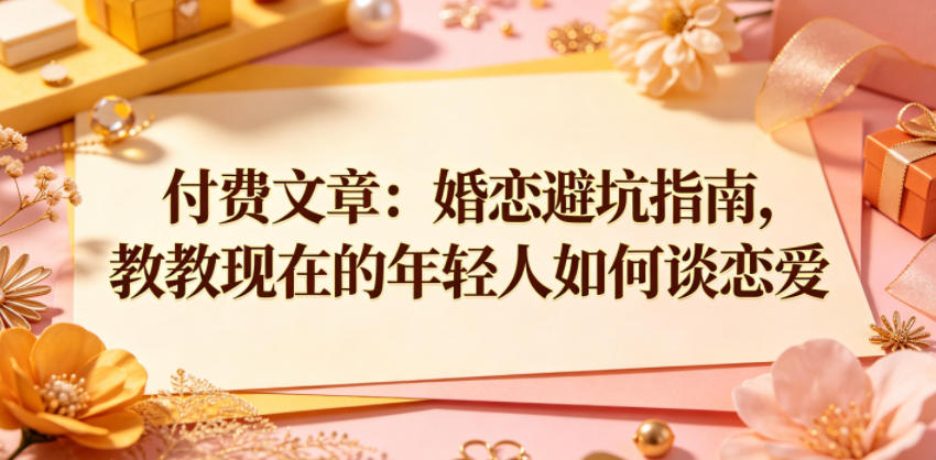 付费文章：婚恋避坑指南，教教现在的年轻人如何谈恋爱-锦程资源站