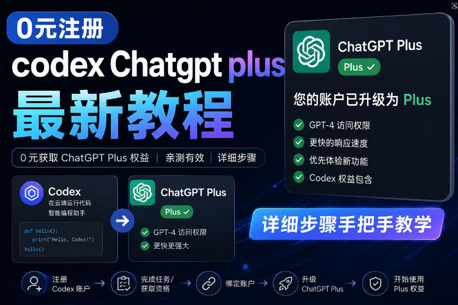 0元全自动注册codex gpt plus最新教程，0元获取GPT Plus权益，手把手详细教学-锦程资源站