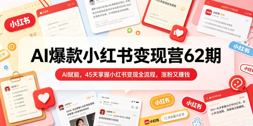 AI爆款小红书变现营62期2026年5月，AI赋能，45天掌握小红书变现全流程，涨粉又賺钱-锦程资源站