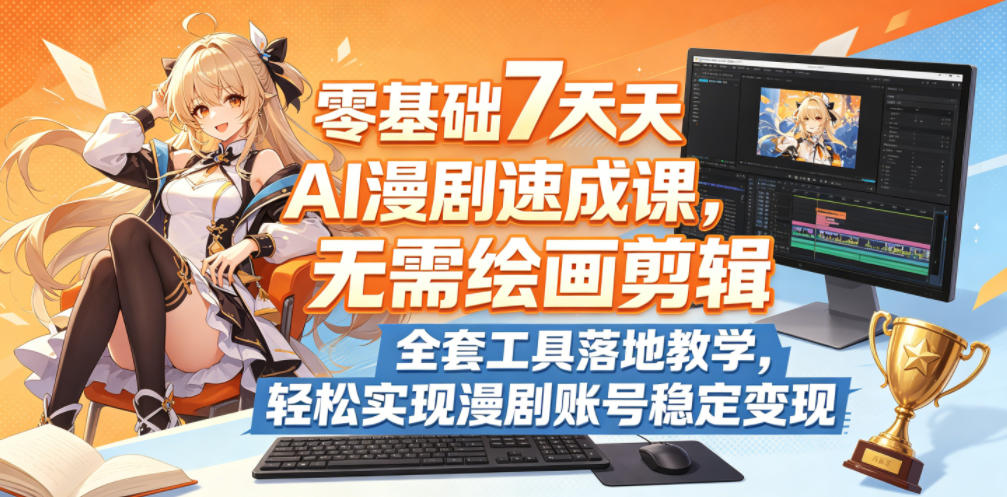 零基础7天AI漫剧速成课，无需绘画剪辑，全套工具落地教学，轻松实现漫剧账号稳定变现-锦程资源站