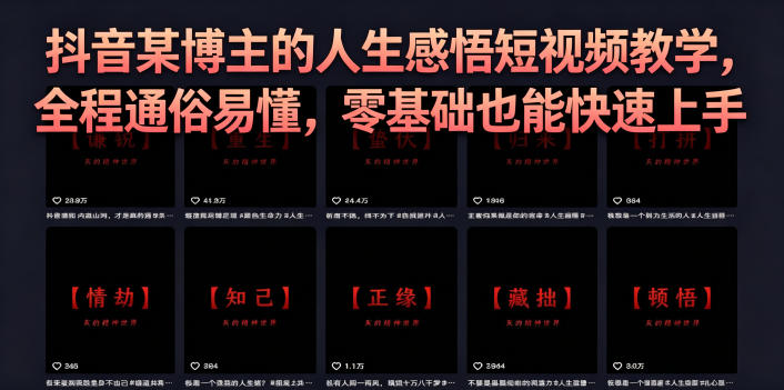 抖音某博主的灰太狼人生感悟短视频教学，全程通俗易懂，零基础也能快速上手-锦程资源站
