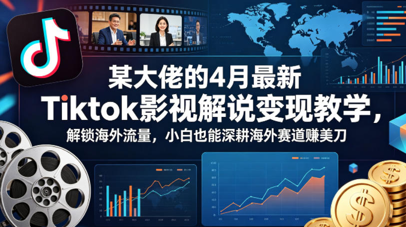 某大佬的4月最新Tiktok影视解说变现教学，解锁海外流量，小白也能深耕海外赛道賺美刀（更新）-锦程资源站