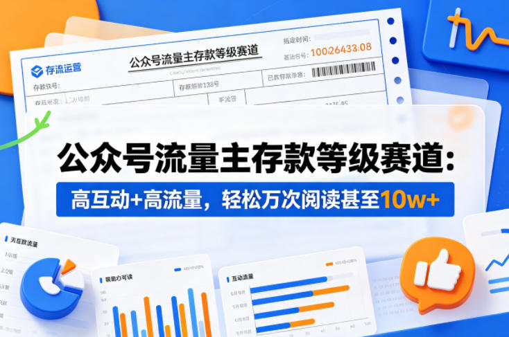 公众号流量主之存款等级赛道，高互动+高流量，轻松达到万次阅读，甚至10w+-锦程资源站