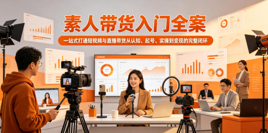 素人带货入门全案,一站式打通短视频与直播带货从认知、起号、实操到变现的完整闭环-锦程资源站