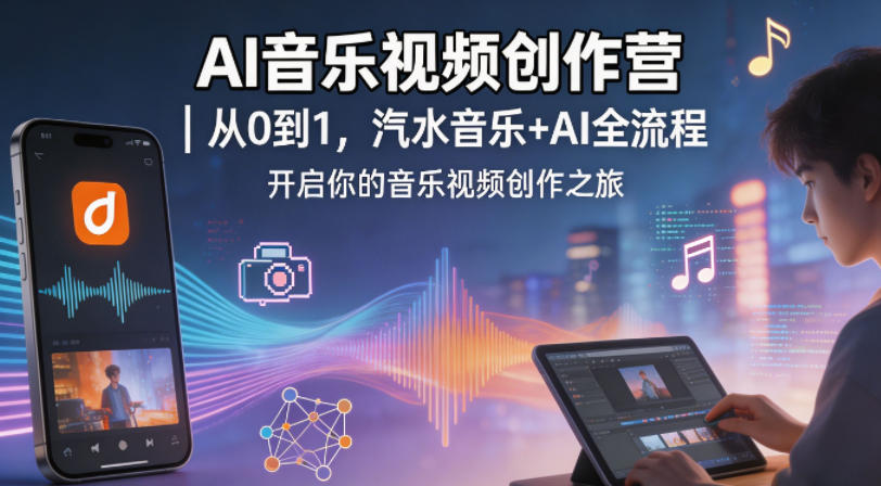 AI音乐视频创作营｜从0到1，汽水音乐+AI全流程，开启你的音乐视频创作之旅-锦程资源站