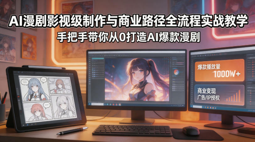 AI漫剧影视级制作与商业路径全流程实战教学，手带你从0打造AI爆款漫剧-锦程资源站