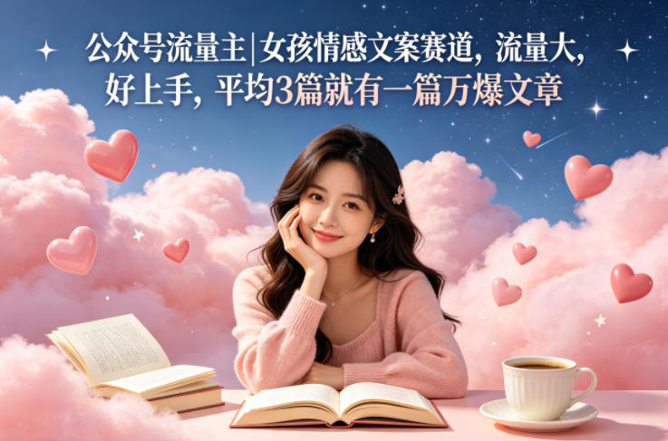 公众号流量主女孩情感文案赛道，流量大，好上手，平均3篇就有一篇万爆文章-锦程资源站