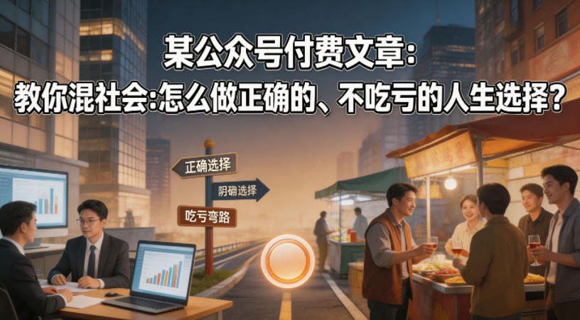 某公众号付费文章：教你混社会：怎么做正确的、不吃亏的人生选择？-锦程资源站