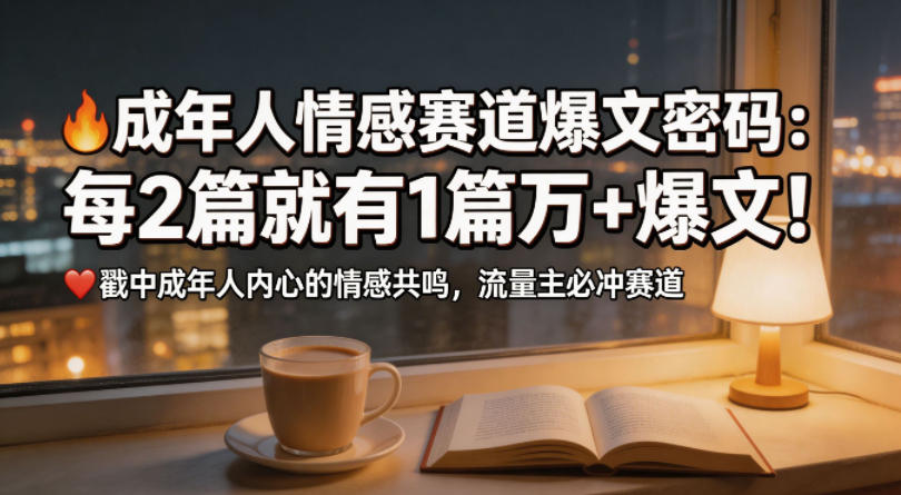 公众号流量主成年人情感心理赛道，流量最大，受众最广的主流赛道之一，平均每2篇就有1篇万爆文章-锦程资源站
