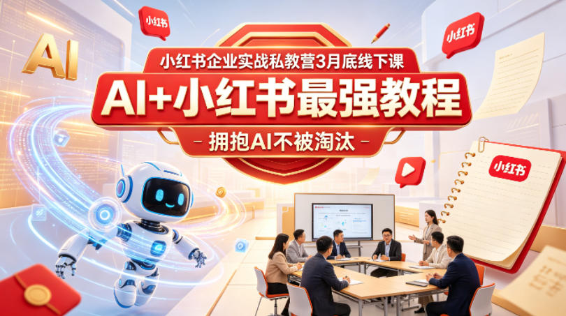 小红书企业实战私教营3月底线下课，AI+小红书最强教程，拥抱AI不被淘汰-锦程资源站