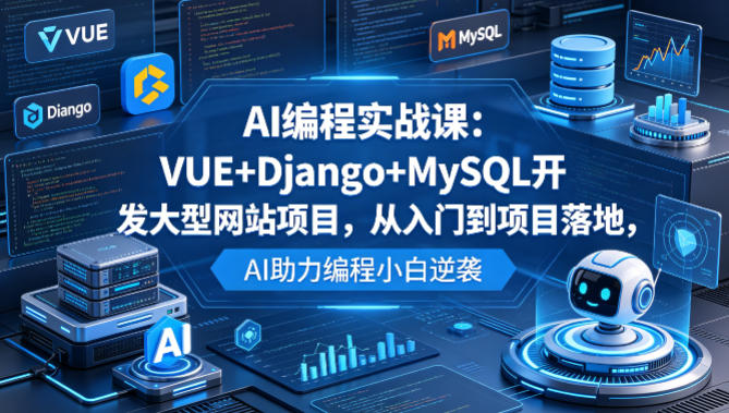 AI编程实战课：VUE+Django+MySQL开发大型网站项目，从入门到项目落地，AI助力编程小白逆袭-锦程资源站