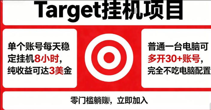 海外平台Target商品浏览曝光，24小时运行无需人工值守，日收益100美刀+电脑可多开【揭秘】-锦程资源站