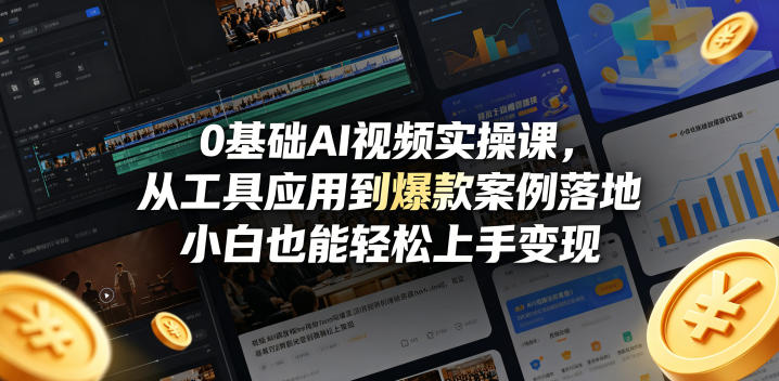 0基础AI视频实操课，从工具应用到爆款案例落地，小白也能轻松上手变现-锦程资源站