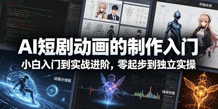 AI短剧动画的制作入门，小白入门到实战进阶，零起步到独立实操-锦程资源站