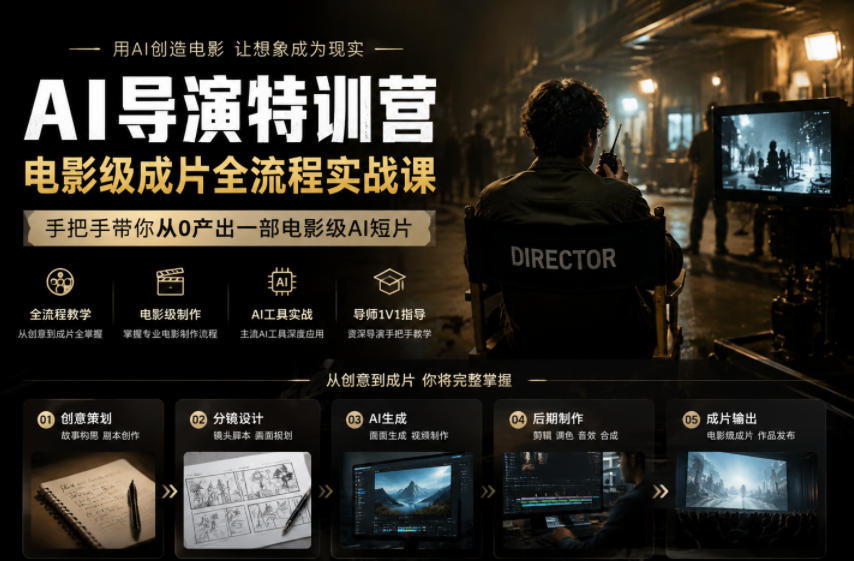 AI导演特训营，电影级成片全流程实战课，手把手带你从0产出一部电影级AI短片-锦程资源站