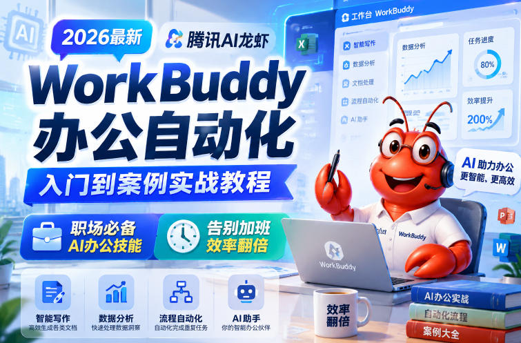 2026最新腾讯AI龙虾WorkBuddy办公自动化入门到案例实战教程，职场必备AI办公技能，告别加班，效率翻倍-锦程资源站