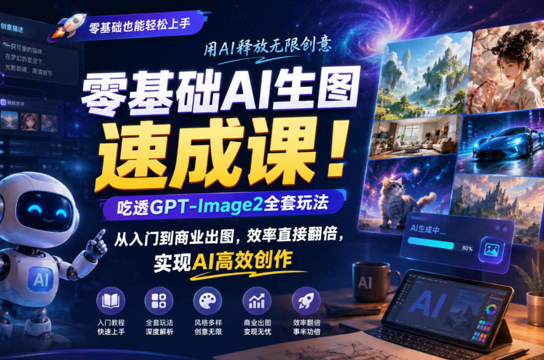 零基础AI生图速成课!吃透GPT-Image2全套玩法,从入门到商业出图,效率直接翻倍,实现AI高效创作-锦程资源站