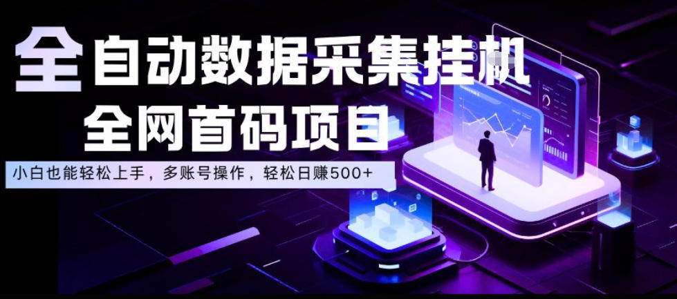 全自动数据采集挂G,全网首码项目,简单易操作,小白也能轻松上手,多账号操作,轻松日入500+【揭秘】-锦程资源站