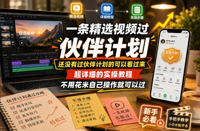 一条精选视频过伙伴计划,还没有过伙伴计划的可以看过来,超详细的实操教程,不用花米自己操作就可以过-锦程资源站