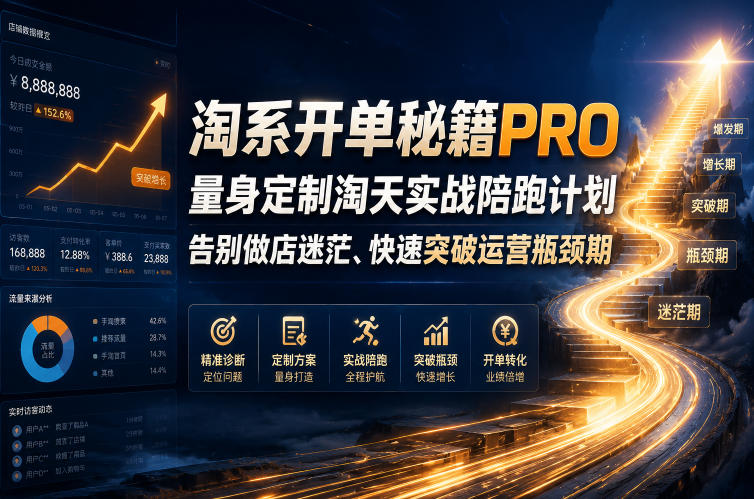 淘系开单秘籍PRO,量身定制淘天实战陪跑计划,告别做店迷茫、快速突破运营瓶颈期(2026年6月11)-锦程资源站